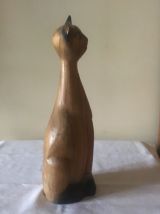 Statuette chat bois