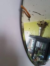 ancien miroir au mercure biseauté art déco avec cordelette