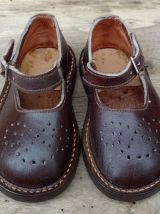 chaussures bébé cuir marron année 50