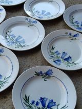 9 assiettes plates "bleuets"