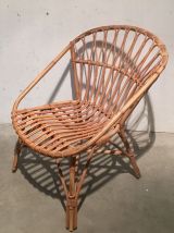 Fauteuil corbeille en rotin années 60