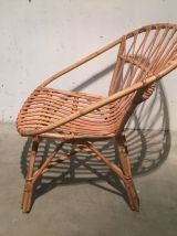 Fauteuil corbeille en rotin années 60