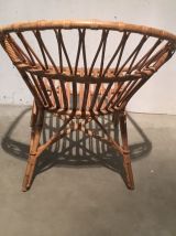 Fauteuil corbeille en rotin années 60