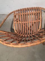 Fauteuil corbeille en rotin années 60