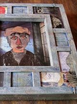 Œuvre originale d'art brut "Le prisonnier" collage,