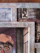 Œuvre originale d'art brut "Le prisonnier" collage,