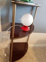 étagère d'angle en formica vintage et structure en métal 