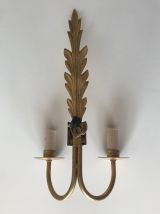 Applique murale vintage dorée grande feuille