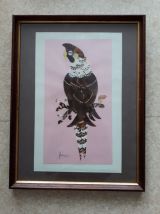 Tableau vintage en ailes de papillons, perroquets