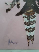 Tableau vintage en ailes de papillons, perroquets