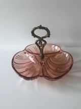 Plat art déco en cristal rose Bayel