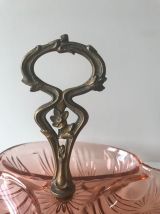 Plat art déco en cristal rose Bayel