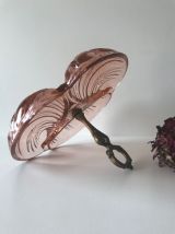 Plat art déco en cristal rose Bayel