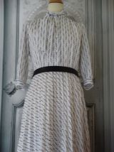 Vintage  1970 robe longue été  col lavaliere