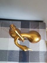 couple de grandes statuettes échassiers en laiton 