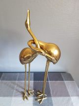 couple de grandes statuettes échassiers en laiton 