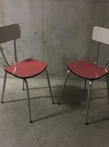 Paire de chaises bicolores en formica années 60