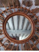 Miroir soleil Rotin