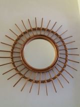 Miroir soleil Rotin