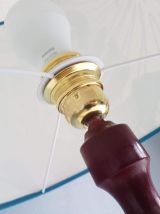 grande lampe vintage avec abat-jour jungle et pied tourné