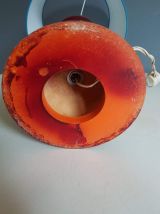 grande lampe vintage avec abat-jour jungle et pied tourné