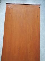 meuble à chaussures vintage en bois couleur teck pieds métal