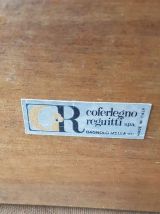 meuble à chaussures vintage en bois couleur teck pieds métal