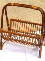 porte-revue  en rotin  , vintage année  60-70