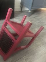 Chaise enfant vintage en bois, repeinte, assise et dosseret 