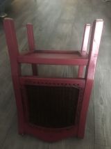 Chaise enfant vintage en bois, repeinte, assise et dosseret 