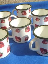 lot de 6 tasses en tole émaillée ,vintage