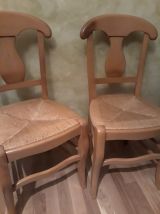 4  chaises en hêtre assise paille
