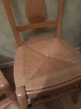 4  chaises en hêtre assise paille