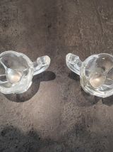 2 Salerons verre et métal argenté