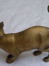 chat  en laiton massif , vintage
