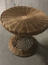 Table basse en rotin années 60
