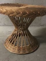 Table basse en rotin années 60