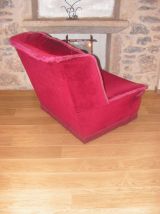 fauteuil chauffeuse velours vintage
