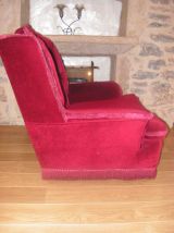 fauteuil chauffeuse velours vintage