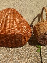 lot de 2 paniers  en osier , vintage