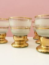 Magnifique service à liqueurs en verre granité blanc 