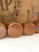 Lot de 5 casseroles française en cuivre massif étamé 