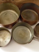 Lot de 5 casseroles française en cuivre massif étamé 