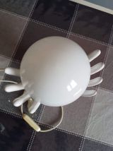 lampe mains vintage céramique blanche avec globe opaline