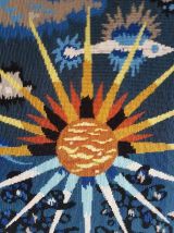 tableau canevas vintage style Lurcat soleil et poissons 