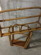 Portemanteau mural et porte-parapluies en rotin années 60