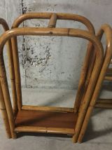 Portemanteau mural et porte-parapluies en rotin années 60