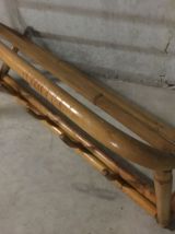 Portemanteau mural et porte-parapluies en rotin années 60