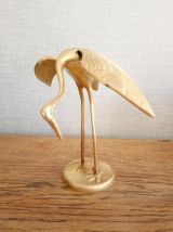 Héron en laiton, vintage