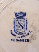 4 assiettes creuses St Amand modèle Mesanges bleu
